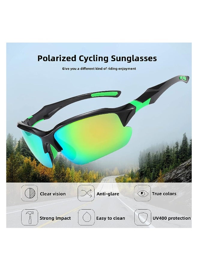 Polarized Sports Glasses, Cycling Sunglasses for Men Women, Sunglasses Set for Cycling Baseball Golf Fishing Driving Running