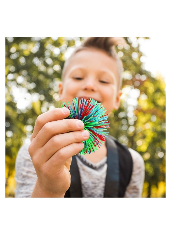 12 Pcs Monkey Stringy Balls Sensory Fidget Stringy Balls Soft Rainbow Pom Bouncy Stress Balls Colour Random