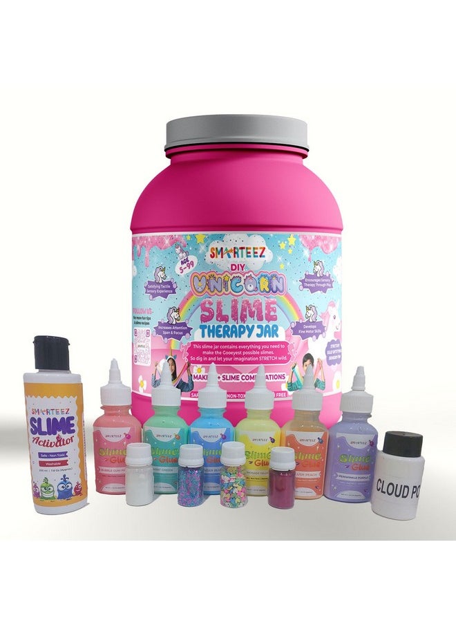 Unicorn Slime Therapy Jar | Unicorn Slime Kit | Slime Making Kit | 25+ Slime Batches | Glow In Dark Slime | Metallic Slime | Cloud Slime | Non Toxic | Safe | Kid Friendly | Jelly Putty Toys