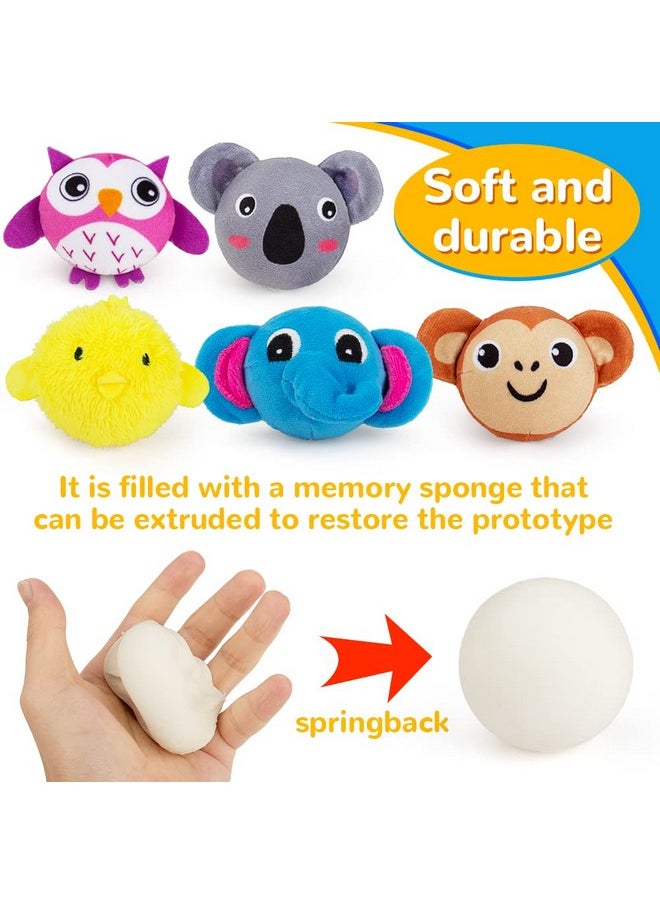 Mini Sensory Stress Ball For Kids And Adults,5 Pcs Plush Stuffed Animals Farm Friends Infant And Toddler Toys Owl, Elephant, Koala, Chicken And Monkey Anxiety Relief Squeeze Toys