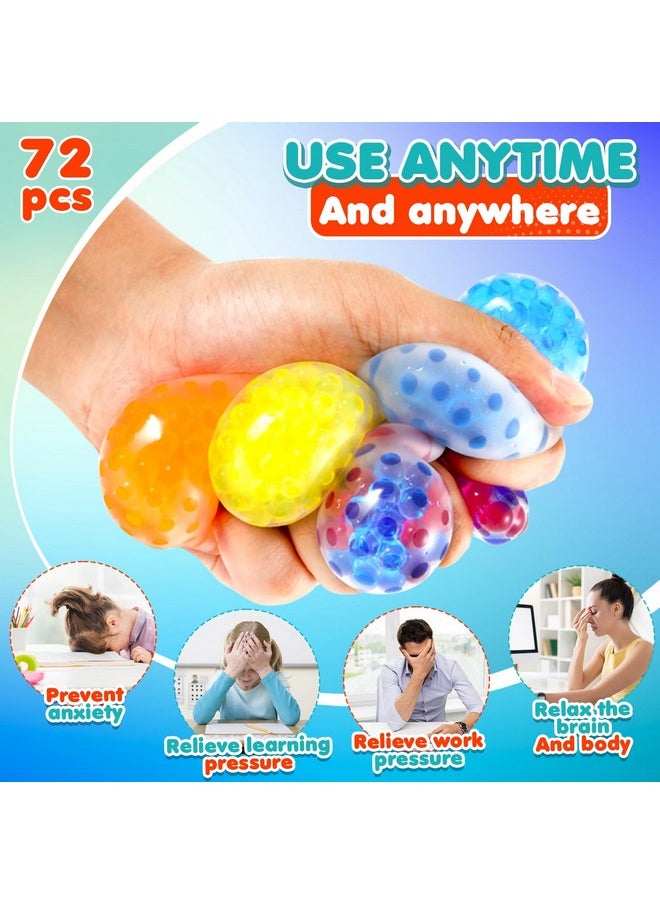 Squishy Stress Balls Fidget Toys - 72 Pack Squishy Toys Stress Ball For Anxiety Fidget Toys Bulk, Squeeze Balls For Adult With Adhd, Autism - Fidgets For Classroom, Gift Christmas Basket Stuffers