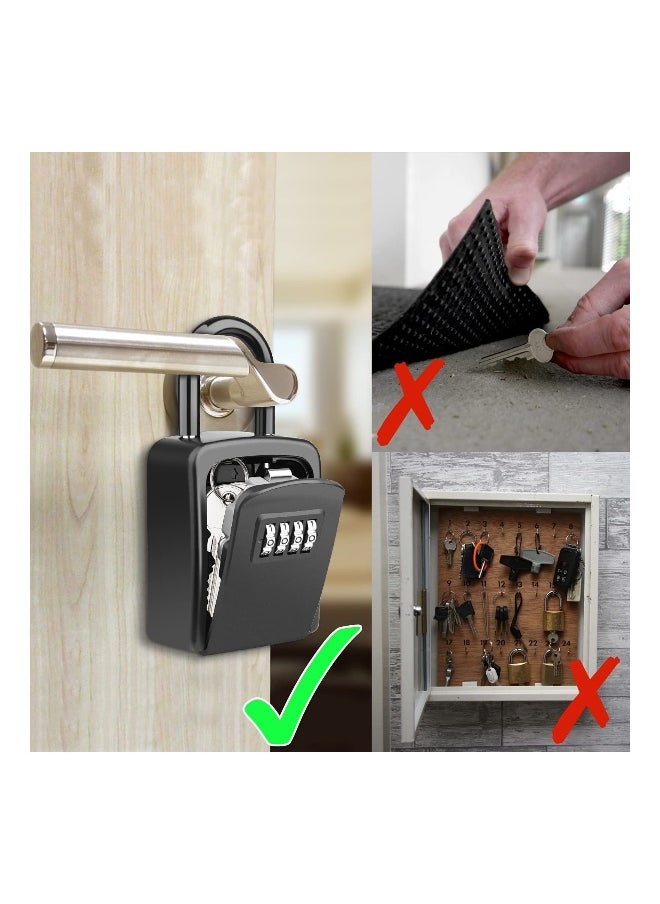 Key Safe, Portable Lock Box for Keys Outdoor with Removable Shackle, Hangable Combination Key Lock Box for Home Office Garage School, Free of Installation