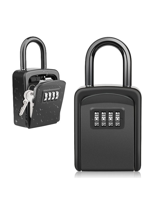 Key Safe, Portable Lock Box for Keys Outdoor with Removable Shackle, Hangable Combination Key Lock Box for Home Office Garage School, Free of Installation