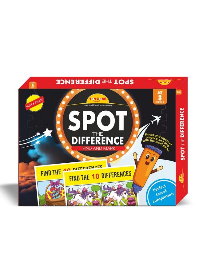 Toyzone Spot The Differences | Find The Difference Game | Brain Games | Early Learner Educational Game | Matching Game | Great For Home, Road Trip, Travel, Camping - Best Gift For Kids Ages 3+