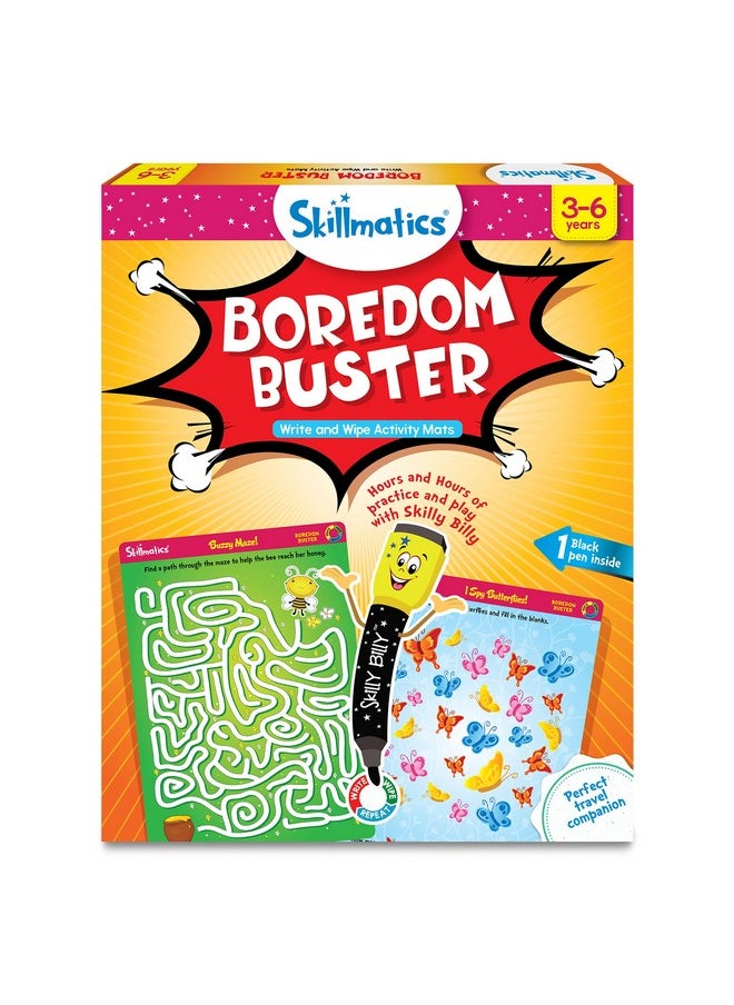 Educational Game - Boredom Buster, Reusable Activity Mats With Dry-Erase Marker, Gifts, Travel Toy For Kids Ages 3, 4, 5, 6