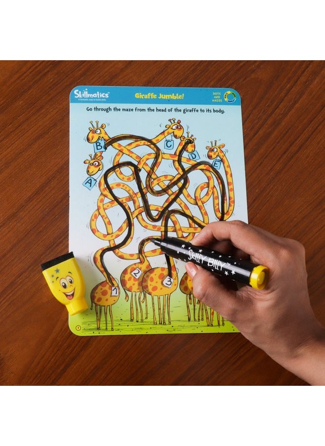 Educational Game - Dots & Mazes, Reusable Activity Mats With Dry Erase Marker, Gifts, Travel Toy, Ages 3 To 6, Kids