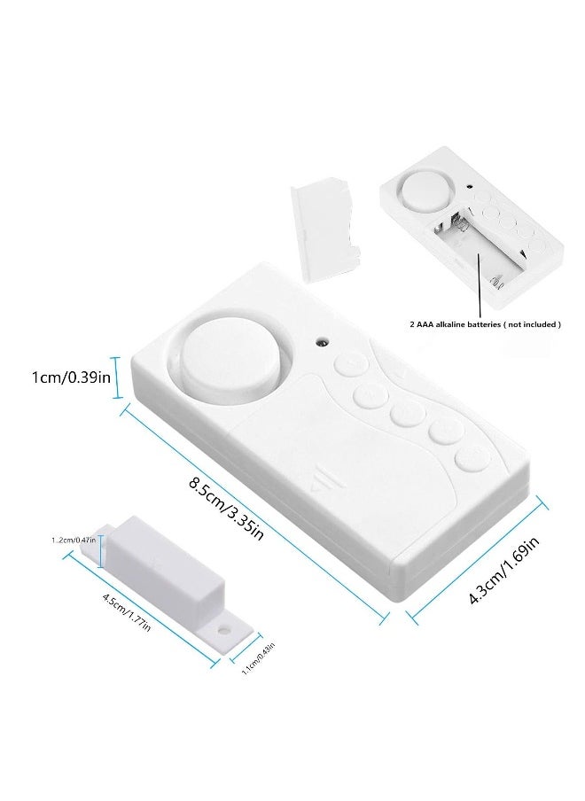 2Pcs Freezer Door Alarm, Safety Window Alarm, 3/15/30/60 Seconds Adjustable Delay Wireless Fridge Alarm, 4-In-1 Door Sensor Chime Door Open Alarm Loud 108dB