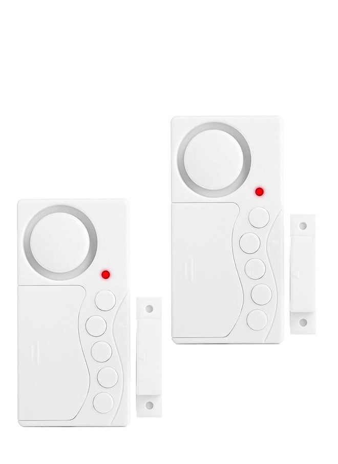 2Pcs Freezer Door Alarm, Safety Window Alarm, 3/15/30/60 Seconds Adjustable Delay Wireless Fridge Alarm, 4-In-1 Door Sensor Chime Door Open Alarm Loud 108dB