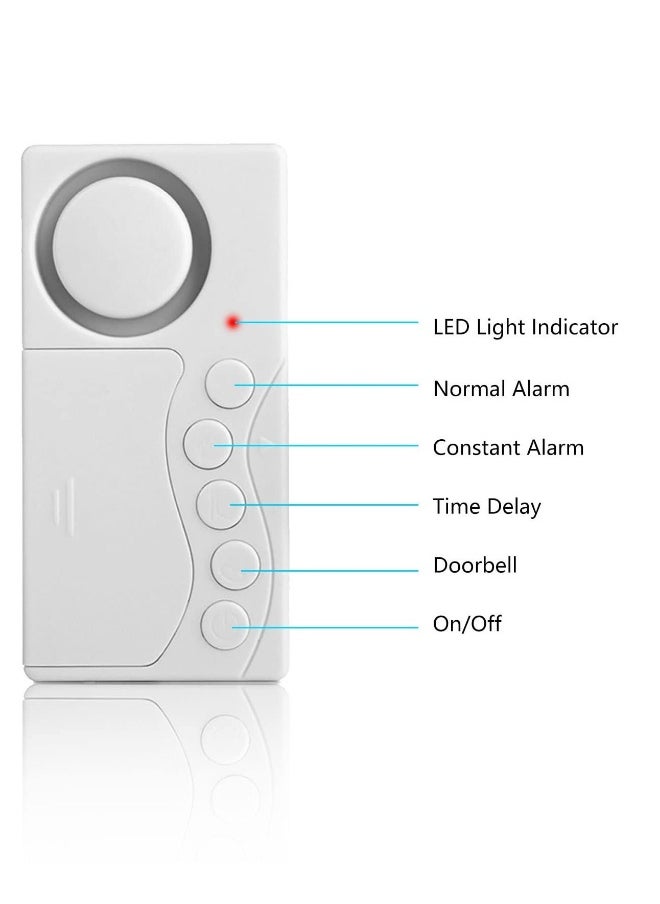 2Pcs Freezer Door Alarm, Safety Window Alarm, 3/15/30/60 Seconds Adjustable Delay Wireless Fridge Alarm, 4-In-1 Door Sensor Chime Door Open Alarm Loud 108dB