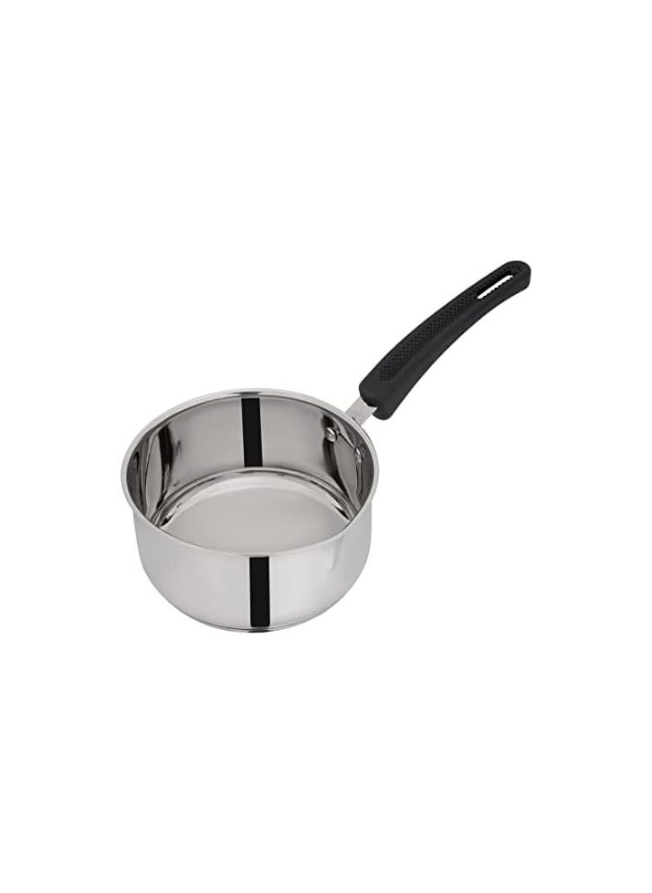 14cm Stainless Steel Saucepan, Induction Base, Stainless Steel Kitchen Cookware Heavy gauge Tri ply Base Saucepan with Pouring Spout & Comfortable Handle, Multicolor