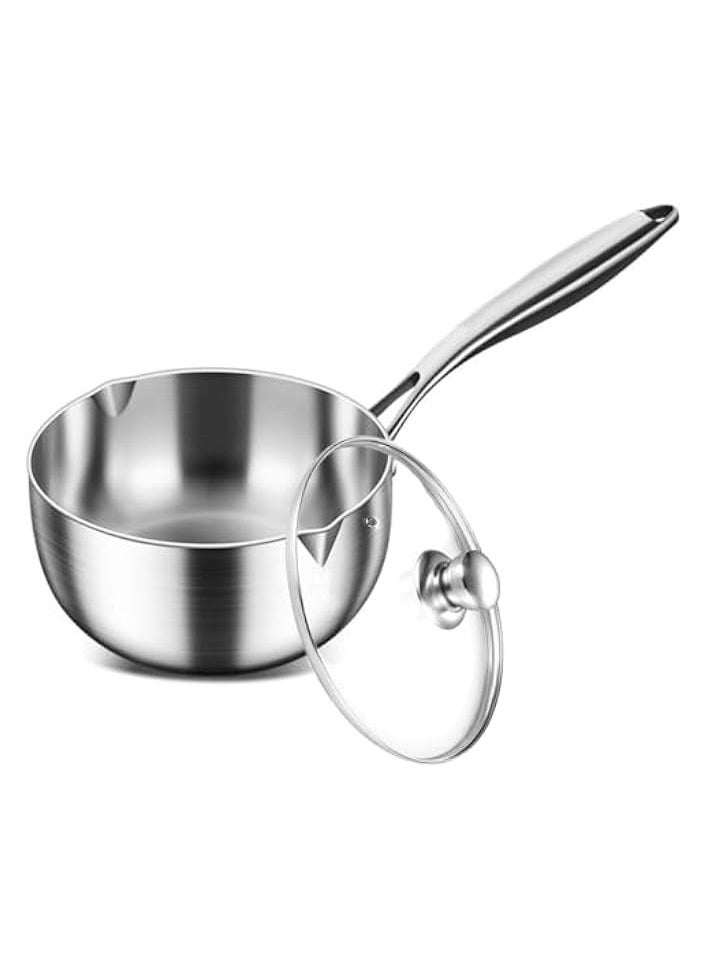 Stainless Steel Sauce Pan Sauce Pot With Lid, Nonstick Induction Saucier Pot Cookware 18cm