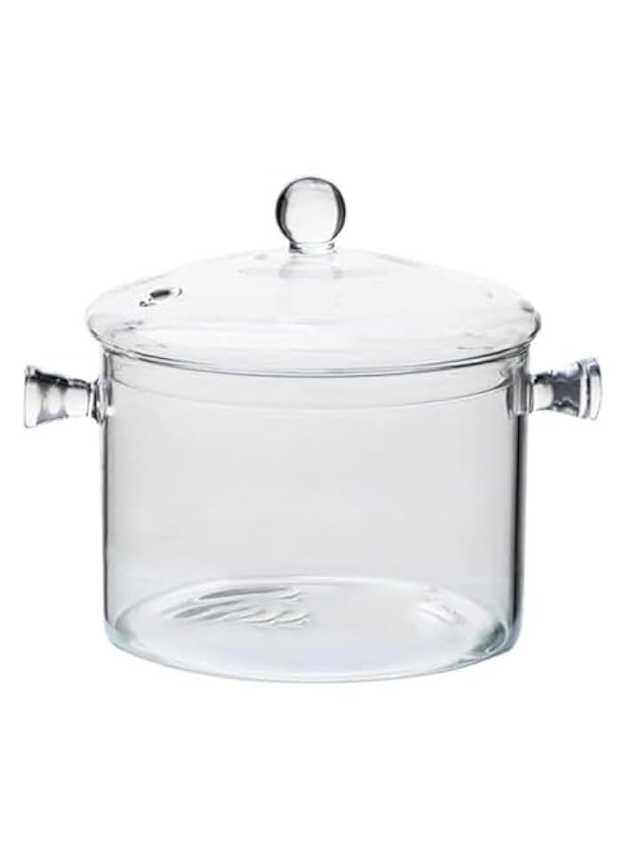 Glass Saucepan, 1500ML Thick Borosilicate Glass Pot, Clear Glass Cooking Pot, Glass Saucepan with Cover, Heat-resistant Glass Stovetop Pot - Safe for Pasta Noodle, Soup, Milk