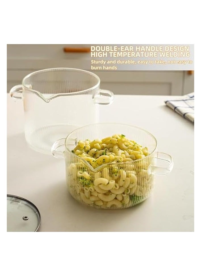 Glass Cookware Glass Pot, Glass Cooking Pot with Lid - 1.8L(60oz) Glass Pots, Heat Resistant Borosilicate Glass Cookware Stovetop Pot, Simmer Pot, Safe for Soup, Noodle, Baby Food