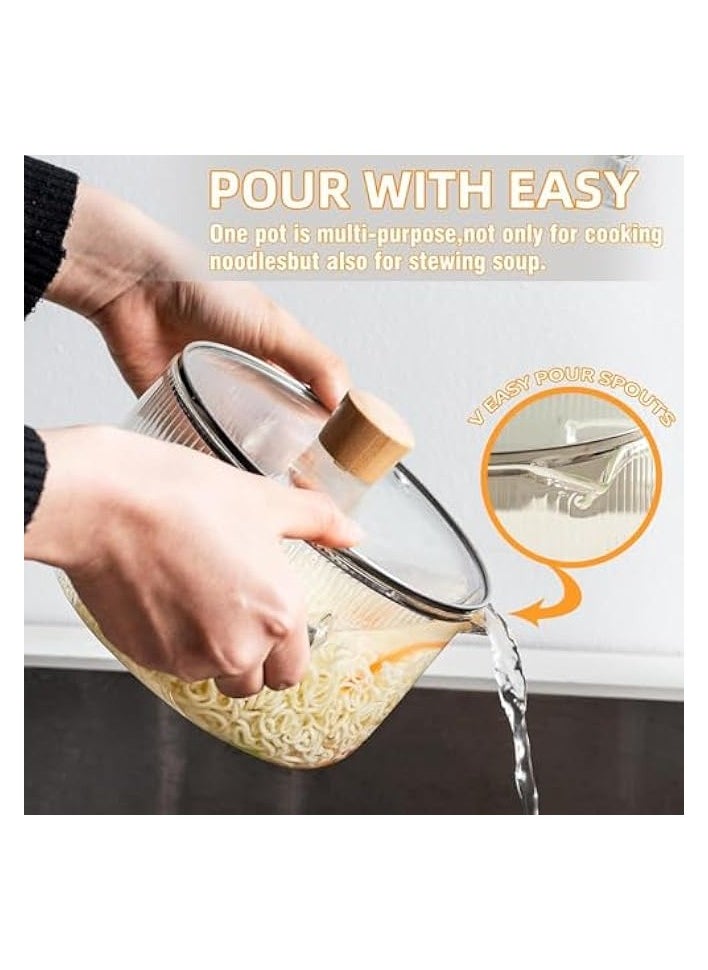 Glass Cookware Glass Pot, Glass Cooking Pot with Lid - 1.8L(60oz) Glass Pots, Heat Resistant Borosilicate Glass Cookware Stovetop Pot, Simmer Pot, Safe for Soup, Noodle, Baby Food