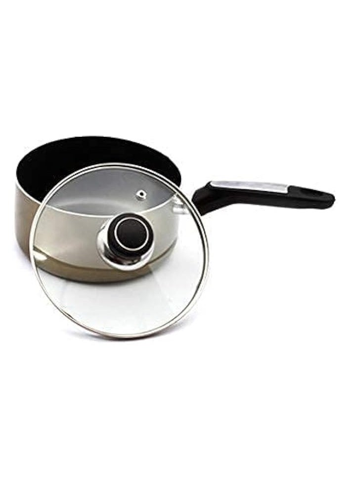 Aluminium Non-Stick Enamel Saucepan with Lid, 20 cm