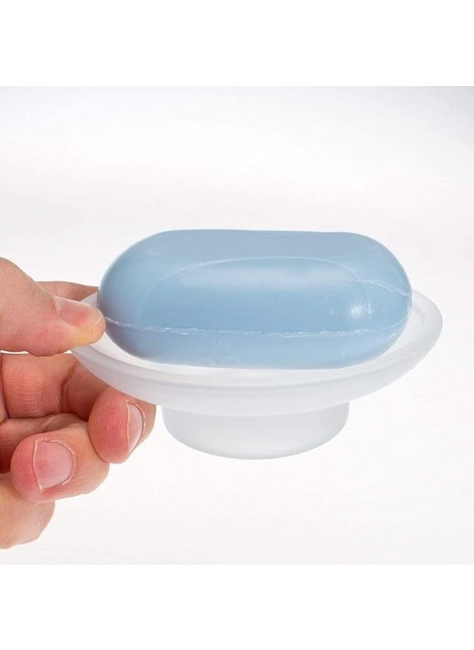 2 Pack Glass Soap Dish, Round Design, Keeps Soap Dry and Hygienic, Easy Clean Bathroom Accessory