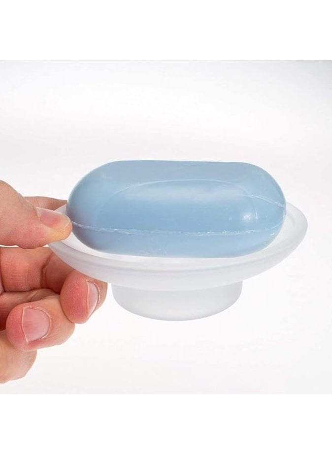 4 Pack Glass Soap Dish, Round Design, Keeps Soap Dry and Hygienic, Easy Clean Bathroom Accessory