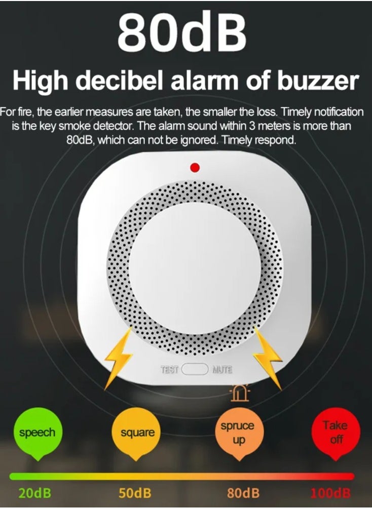 Tuya Smart WiFi  Smoke Detector Home Security Safety Prevention Smoke Sensor Sound Alarm Work With Alexa Google Home