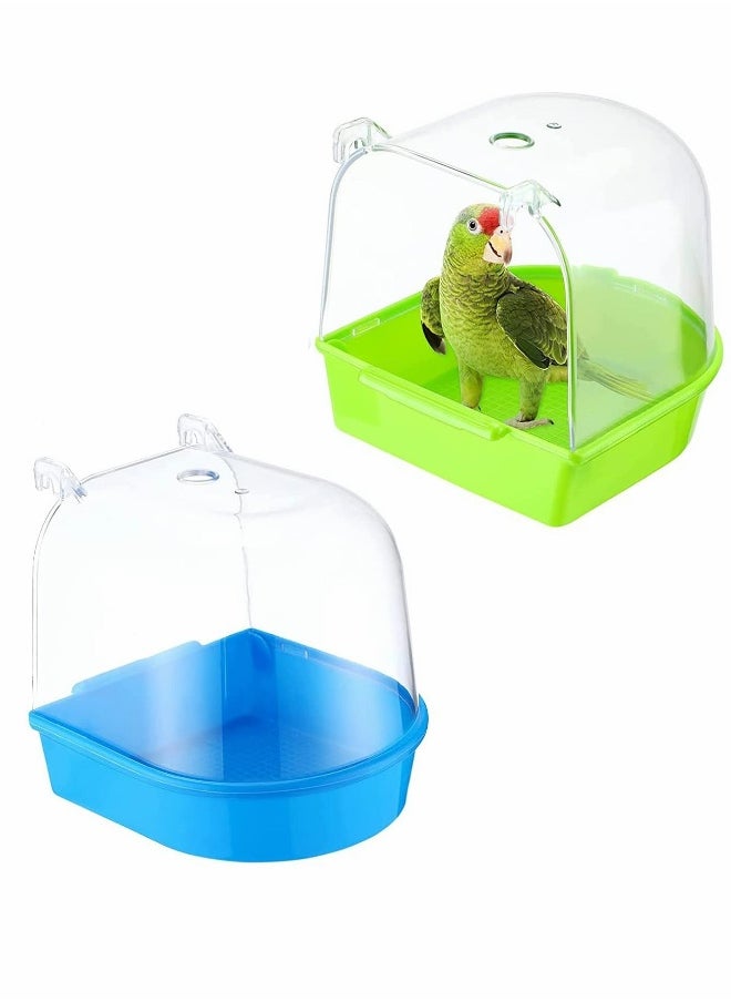 Bird Bath Box,2 Pcs Caged Parrot Bathing Tub, Parakeet Birdcage Accessory Supplies Bathroom