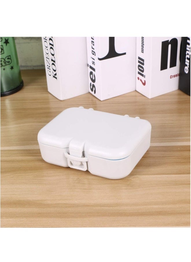 Denture Box with Mirror Clean Brush Portable Denture Holder Storage Soak Container Cleaning Teeth Trays for Denture Cleaning Invisible Aligner Mouth Guard Brace