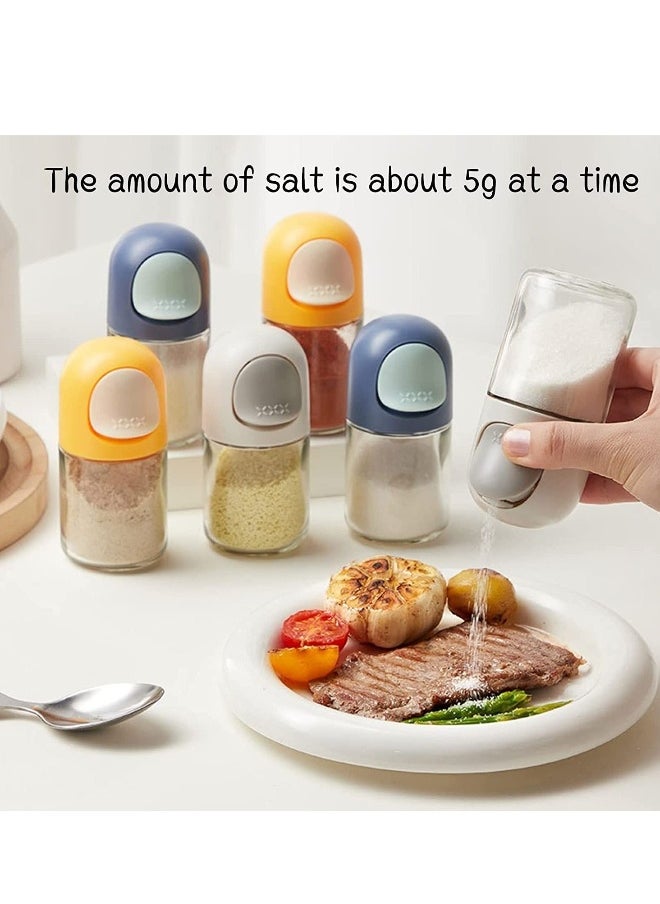 Glass Spice Jars with Lids,  Quantitative Glass Seasoning Bottles Per Press 0.5g, Spice Containers with Shaker Lids, Sealed Seasoning Box for Kitchen Healthy Daily Intake 3 Pack