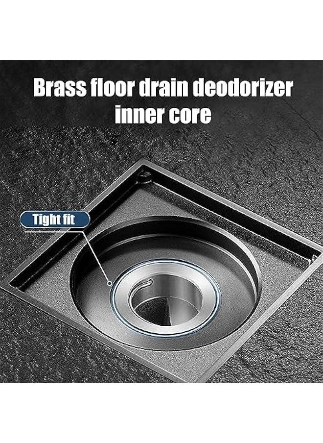 Deodorant Floor Drain Core, 2Pcs Toilet Floor Drain Deodorizing Core Tub Drain Stopper Backflow Preventer Sewer Core Anti-Odor Plug Strainer for Kitchen Bathroom (Brass)