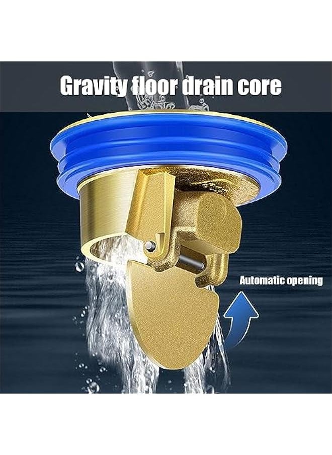 Deodorant Floor Drain Core, 2Pcs Toilet Floor Drain Deodorizing Core Tub Drain Stopper Backflow Preventer Sewer Core Anti-Odor Plug Strainer for Kitchen Bathroom (Brass)