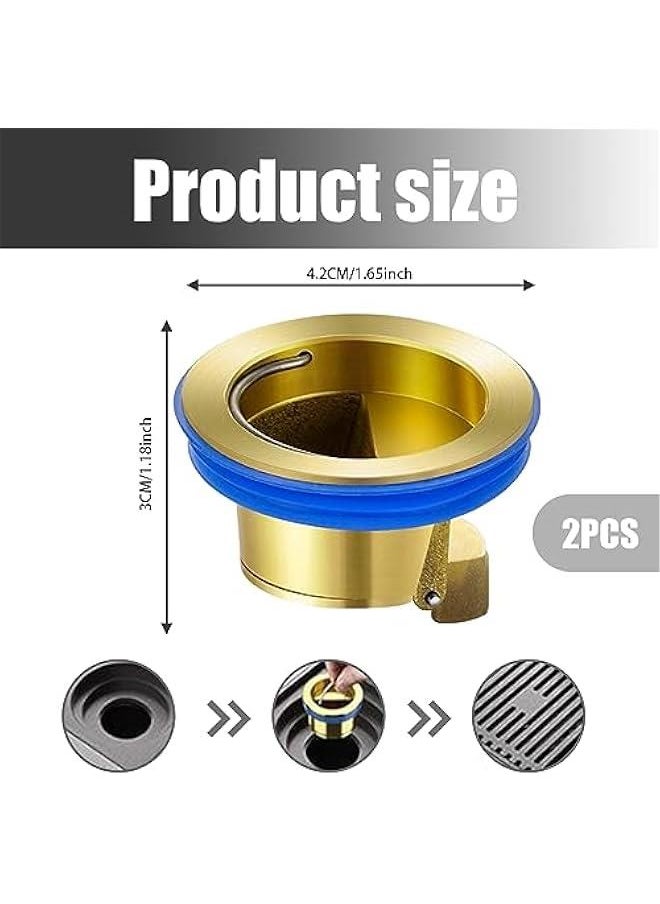 Deodorant Floor Drain Core, 2Pcs Toilet Floor Drain Deodorizing Core Tub Drain Stopper Backflow Preventer Sewer Core Anti-Odor Plug Strainer for Kitchen Bathroom (Brass)