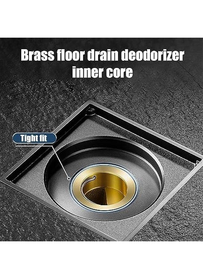 Deodorant Floor Drain Core, 2Pcs Toilet Floor Drain Deodorizing Core Tub Drain Stopper Backflow Preventer Sewer Core Anti-Odor Plug Strainer for Kitchen Bathroom (Brass)