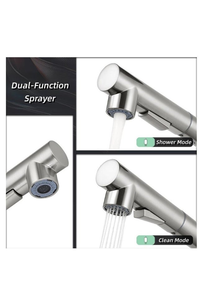 Kitchen Taps Mixer for Sink with 360 Degree Spout Swivels Single Handle Two Spray Function Pull Out 40.6cm Flexible Hose