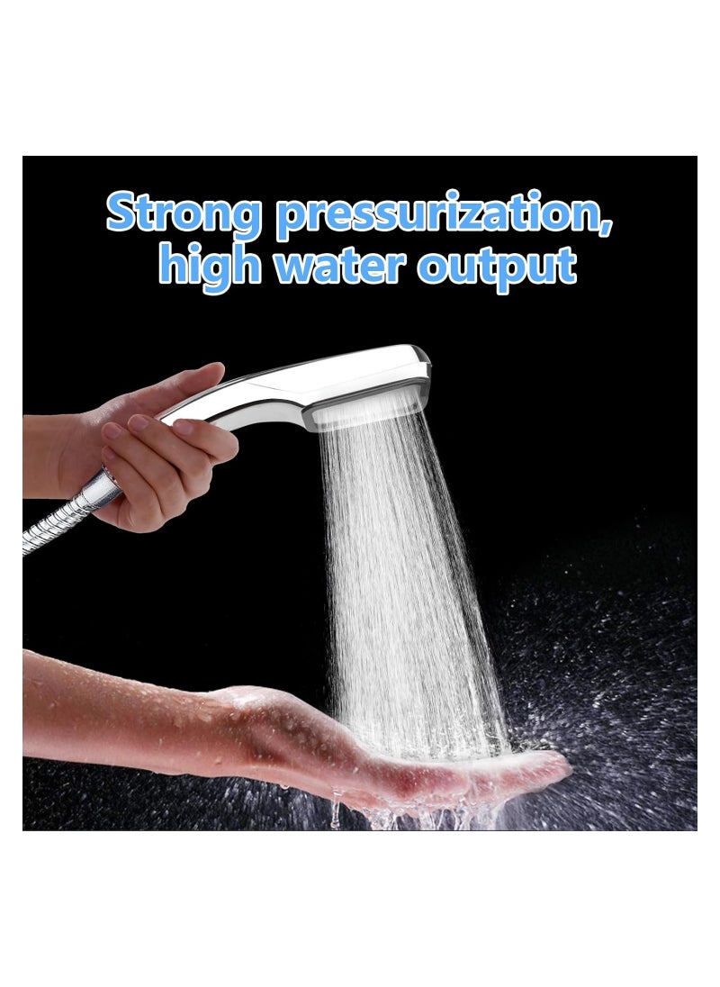 High Pressure Handheld Shower Head, 300 Holes Square Shower Head Sprayer, Saving Bathroom Shower Head Powerful Boosting Spray, Universal Interface