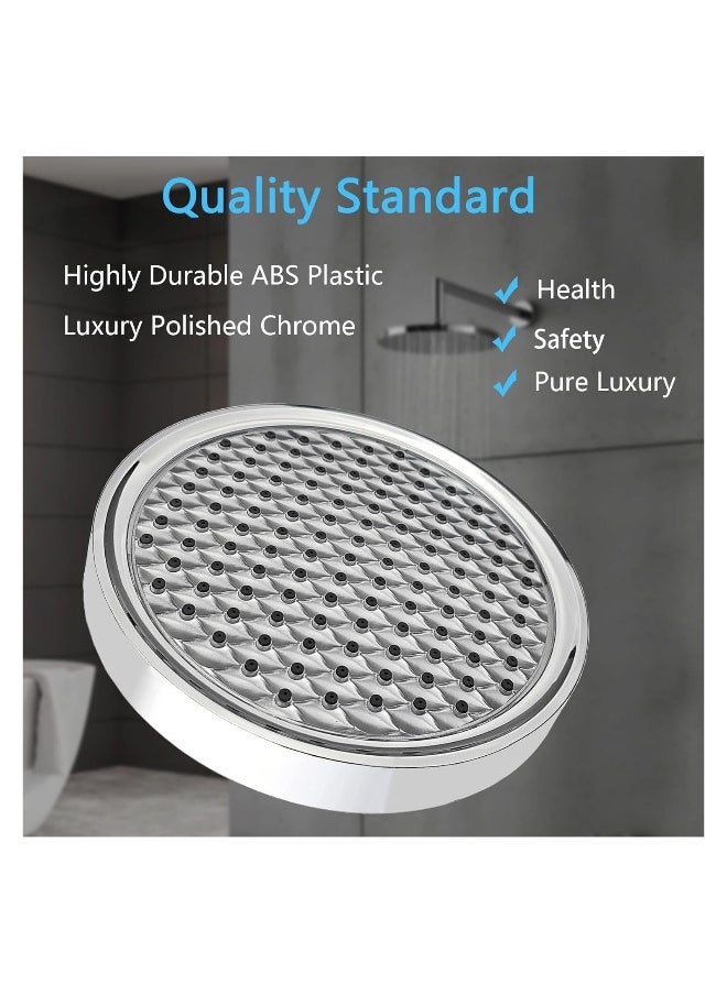 6 Inch Rain Shower Head, High Pressure Rainfall Shower Head with Chrome Finish, Adjustable Replacement for Your Bathroom Shower Heads, Anti-Clogging Silicone Nozzles