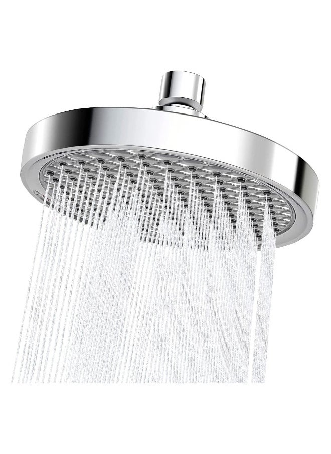 6 Inch Rain Shower Head, High Pressure Rainfall Shower Head with Chrome Finish, Adjustable Replacement for Your Bathroom Shower Heads, Anti-Clogging Silicone Nozzles