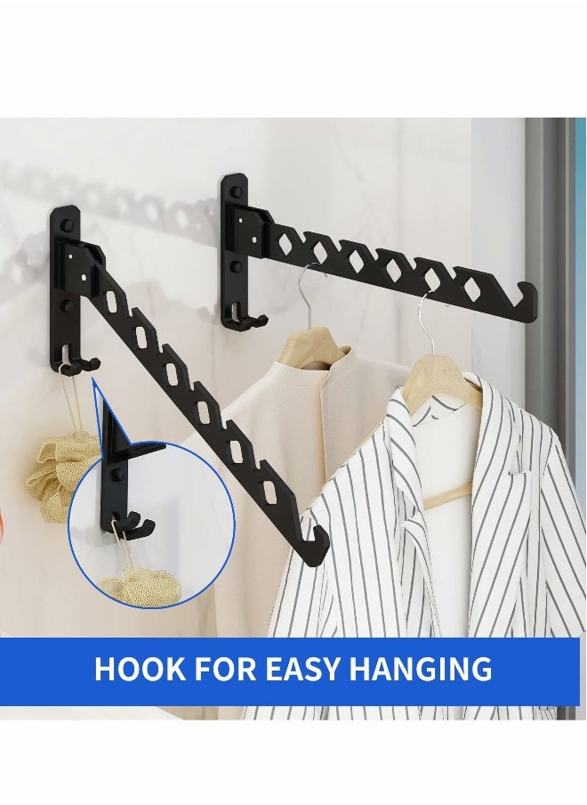 Wall Mounted Drying Rack Clothing Foldable for Laundry Room, Clothes Drying Rack Folding Indoor, Matte Black