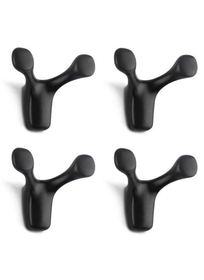 4pcs Wall Mounted Coat Hooks, Antler Double Prong Durable Wall Hooks Heavy Duty, Minimalist Design Hook for Hat Key Towel, Bath Robe Hooks