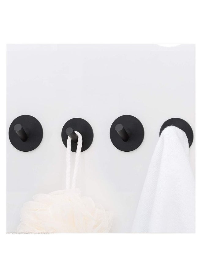 Black Adhesive Hooks, Heavy Duty, Stainless Steel Wall Mount Wall Hooks for Hanging Robe Coat Towel Hooks Kitchen Bathroom Home Waterproof and Rustproof 4 Pack