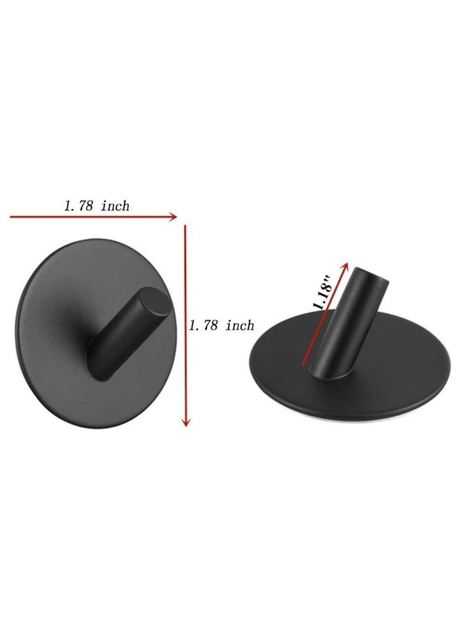 Black Adhesive Hooks, Heavy Duty, Stainless Steel Wall Mount Wall Hooks for Hanging Robe Coat Towel Hooks Kitchen Bathroom Home Waterproof and Rustproof 4 Pack