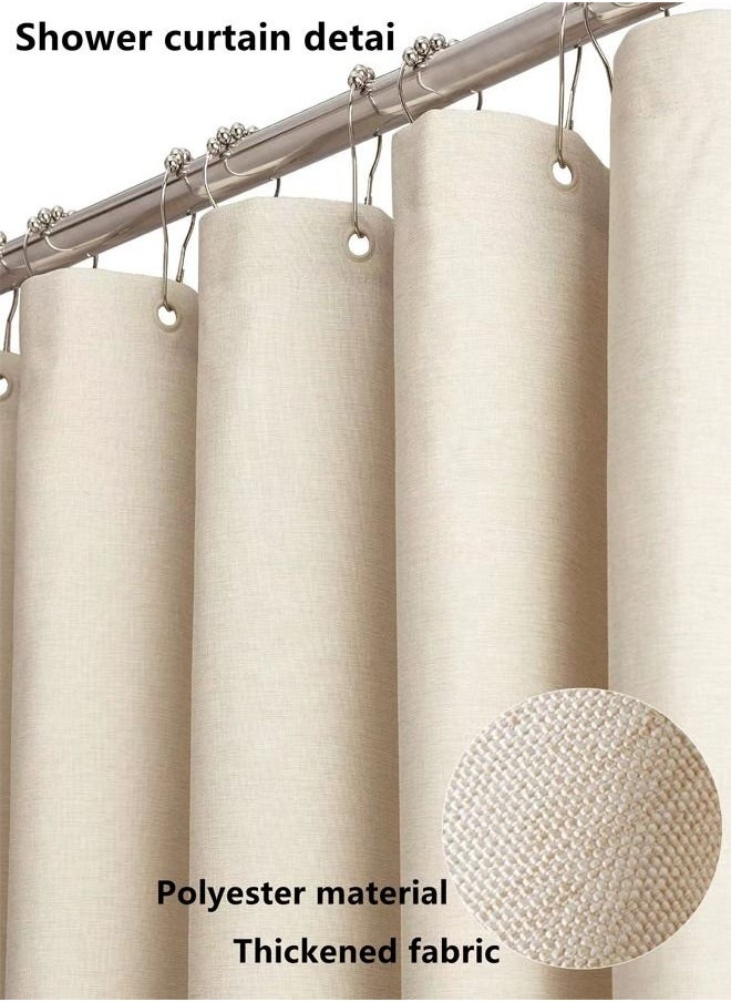 1-Piece Modern Simple Waterproof Polyester Shower Curtain Beige 180 x 180 Centimeter