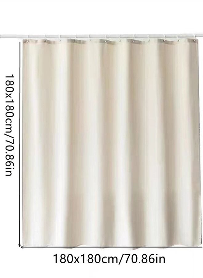 1-Piece Modern Simple Waterproof Polyester Shower Curtain Beige 180 x 180 Centimeter