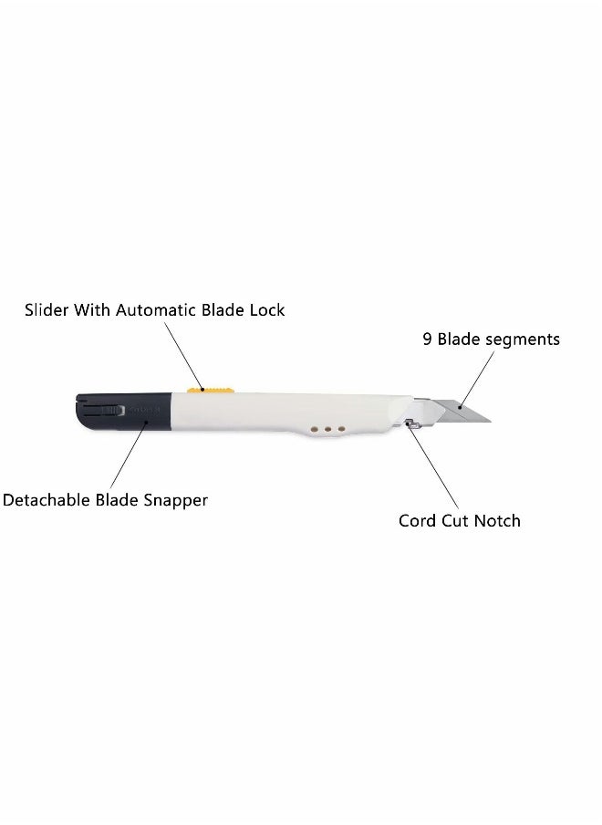 Utility Knife, Portable Box Cutter, Fine Point Arts and Crafts Blade for Precision Cutting, with 10 Pieces Art DIY White