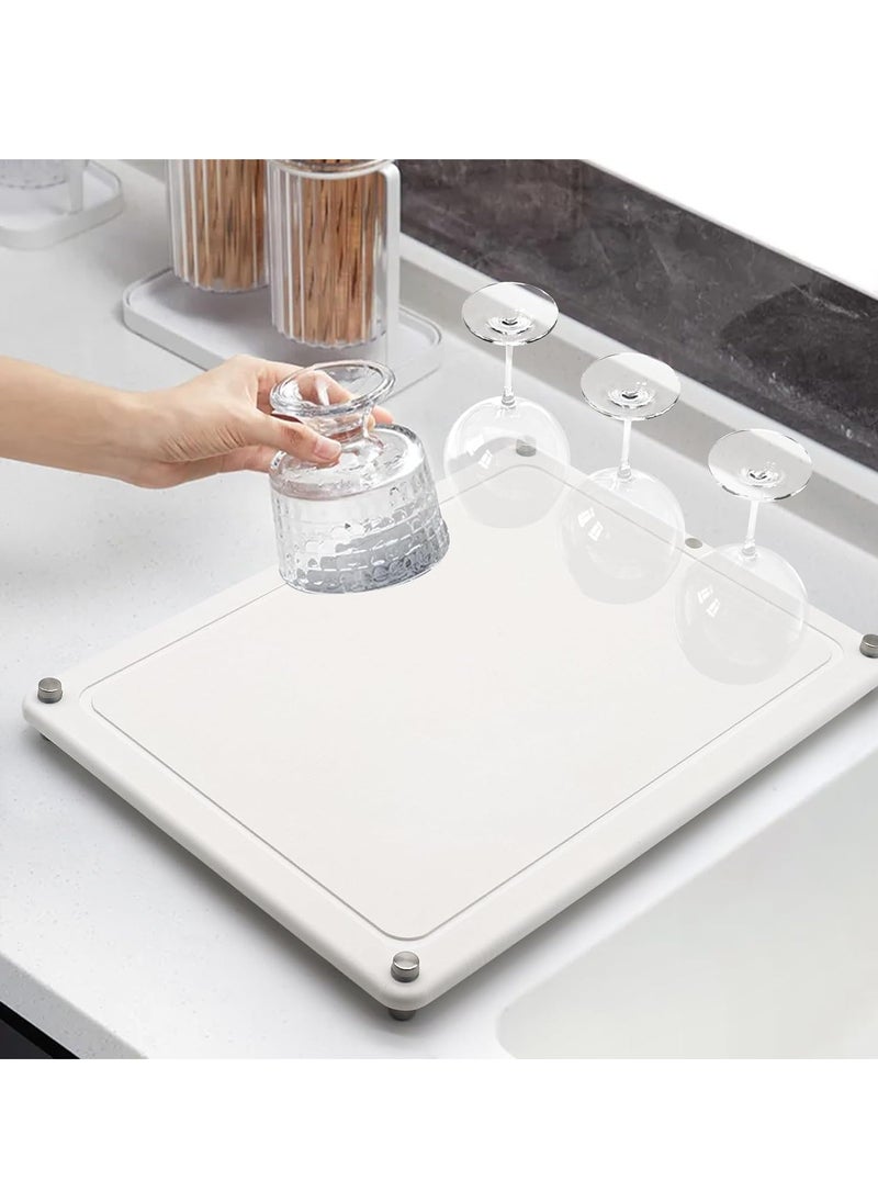 Diatomite Hardboard Kitchen Drain Mat - Ultra - Fast Absorption Tray for Sink Area and Dish Drying