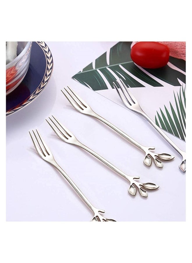 Coffee Tea Spoon, 12 Pieces Stainless Steel Dessert Tea Sugar Spoons, Stainless Steel Tea Fork, Appetizer Dessert Forks, Including 6 Spoons and 6 Forks, for Kitchen Tea Parties Coffee Shops