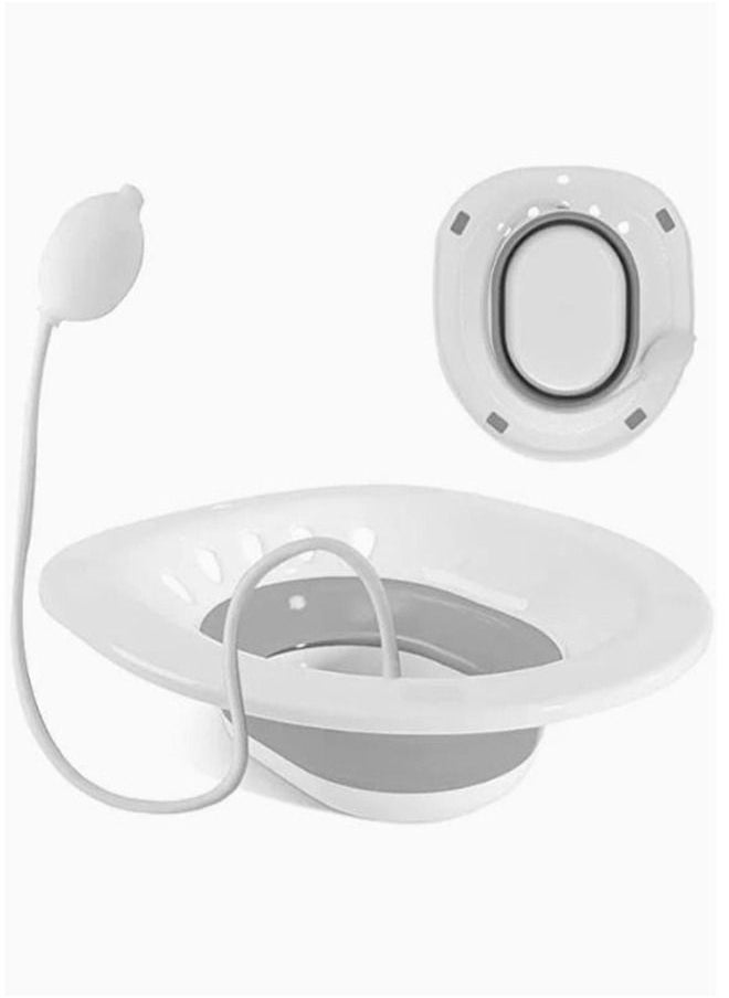 Foldable Sitz Bath for Toilet, Portable Sitz Bath Basin with Flusher, Steam Seat Bidet for Postpartum Care,Pink