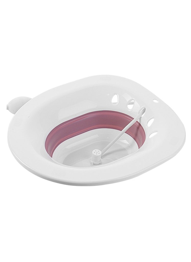 Foldable Sitz Bath for Toilet, Portable Sitz Bath Basin with Flusher, Steam Seat Bidet for Postpartum Care,Pink