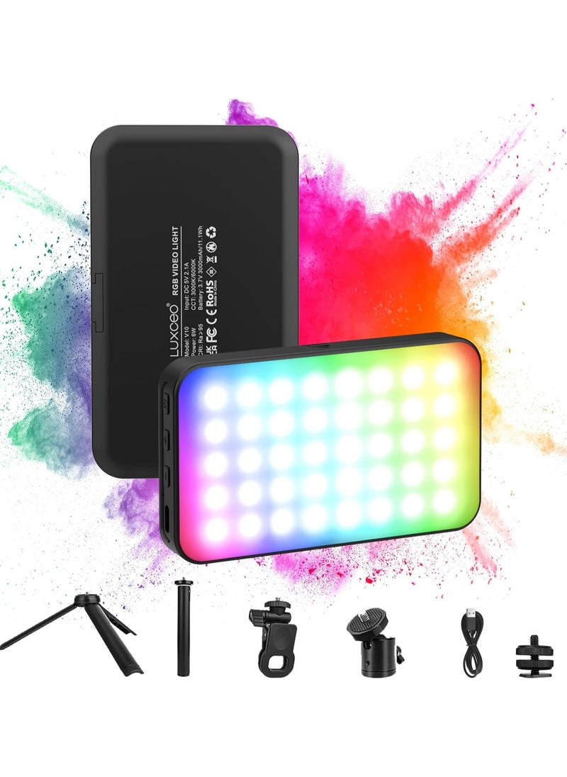 RGB LED Video Light Live Streaming Video Portable Camera Lights with 0-360 Full Color CRI 95+ 3000K/6000K 3000mAh Rechargeable LED Lighting for Photography, Vlogging, Video Conference