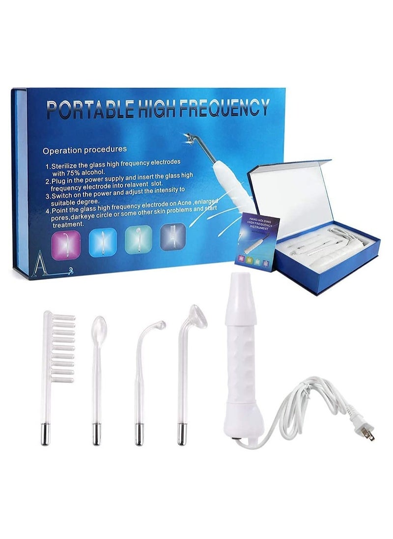 High Frequency Facial Machine, 4 in 1 Electrode Wand Portable Handheld High Frequency Beauty Device for Face Neck and Hair