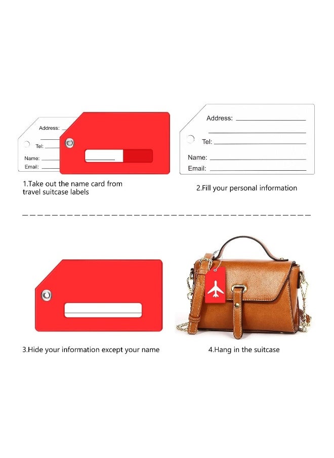 Silicone Luggage Tag, With Name ID Card Quickly Spot Luggage Suitcase, Anti-lost Tag, ELECDON Personality Tag 5 Pack Luggage Tags Bag Tag Stainless Steel Loop Red