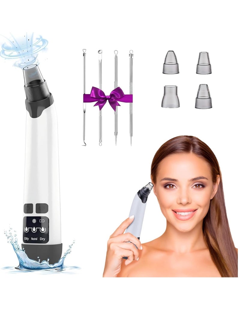 Blackhead Remover Vacuum - Powerful Pore Vacuum for Cleansing, Blackhead Extractor with 3 Adjustable Suction Levels, 4 Blackhead Removal Tools, USB Rechargeable，Suitable for Women and Men