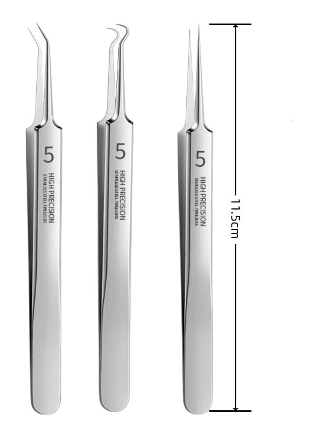 Professional Facial Blackhead Remover Tweezers,Extractor Acne Removal Kit Pimple Popper Tool, Clip for Whiteheads, Acne Clip, Ingrown Hairs Tweezers, Blackheads Remover Extractor, Stainless Steel