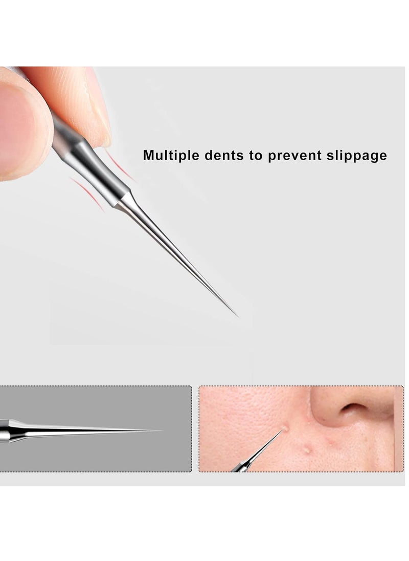 Pointed Blackhead Removal, 2-in-1 Acne Extractor Tool - Stainless Steel Whitehead Remover for Face/Nose